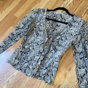 Reformation snake skin long sleeve button up